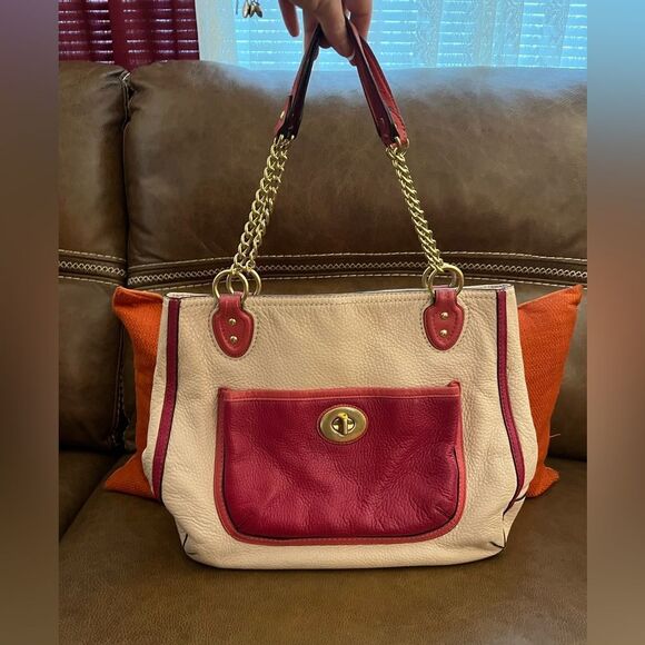 Coach Poppy Stylish Cream and Pink Women's Bag - Picture 1 of 10